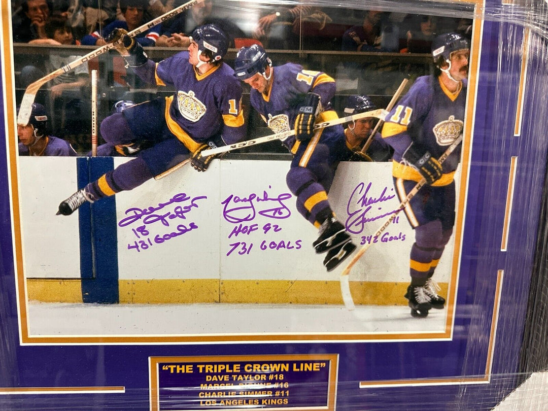 Framed Triple Crown Line Autographed 11x14 Photo Taylor Dionne & Simmer LA Kings