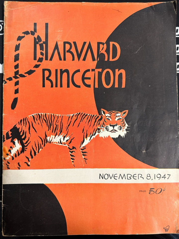 November 8, 1947 Harvard University Vs Princeton Football Program 33-7 Tigers