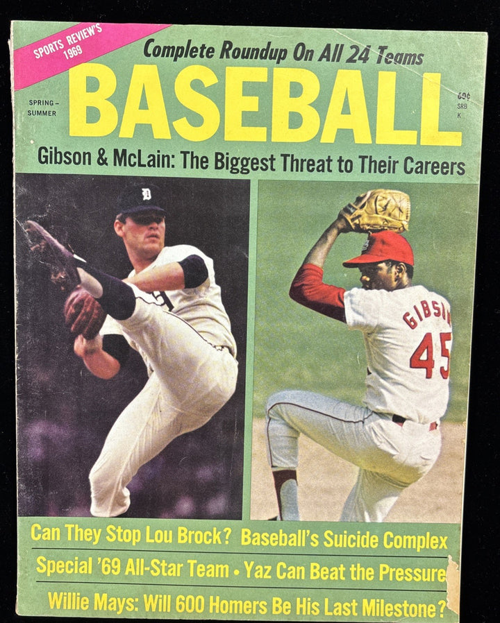1969 Sport Reviews Baseball Magazine Bob Gibson and Denny McLain Cover