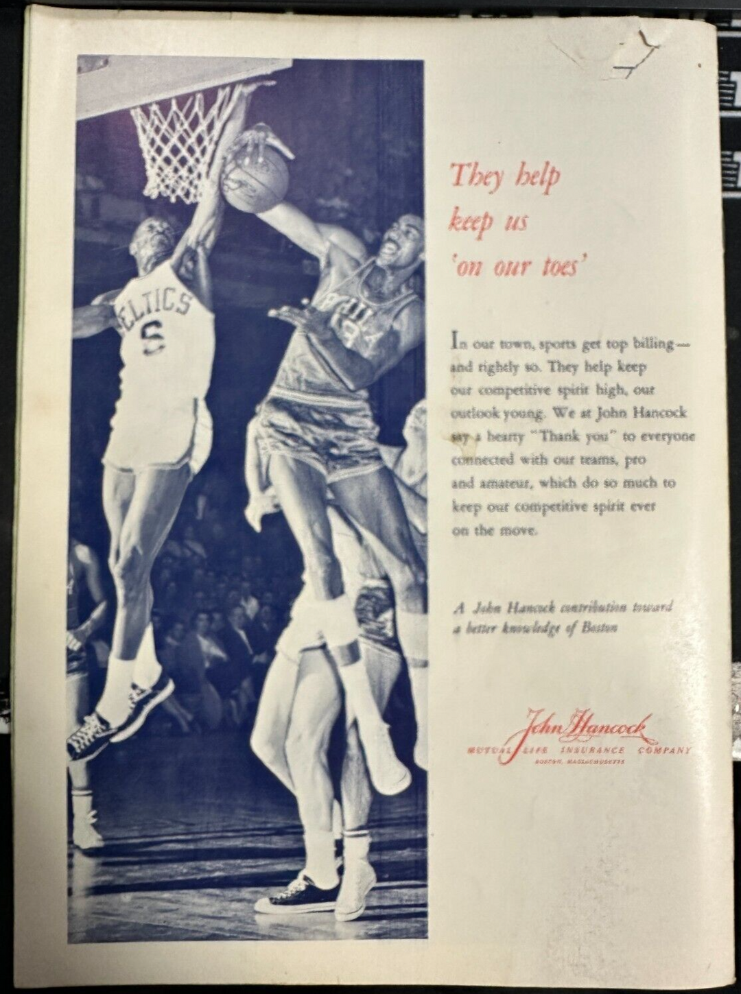 April 11, 1961 Boston Celtics & Hawks NBA Finals Game 5 Program & Ticket Champs