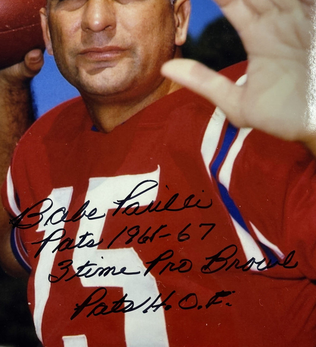 Babe Parilli New England Patriots HOF 16x20 Signed Picture COA