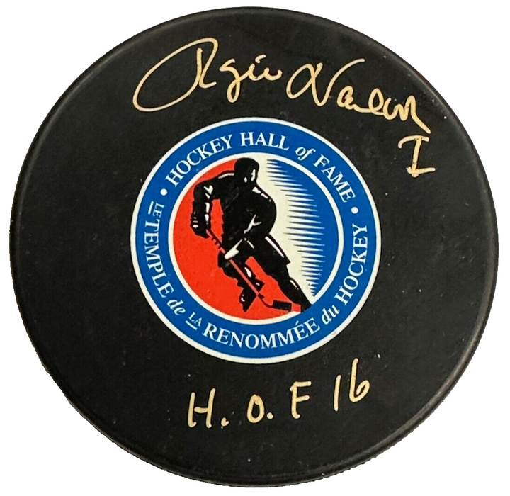 Rogie Vachon Autographed Hockey Hall of Fame Puck W/ HOF 16 BAS