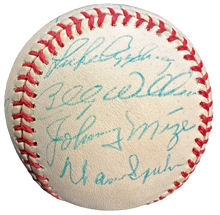 Baseball Hall of Famers Autographed OAL Baseball Roberts Spahn Kiner Mize Feller