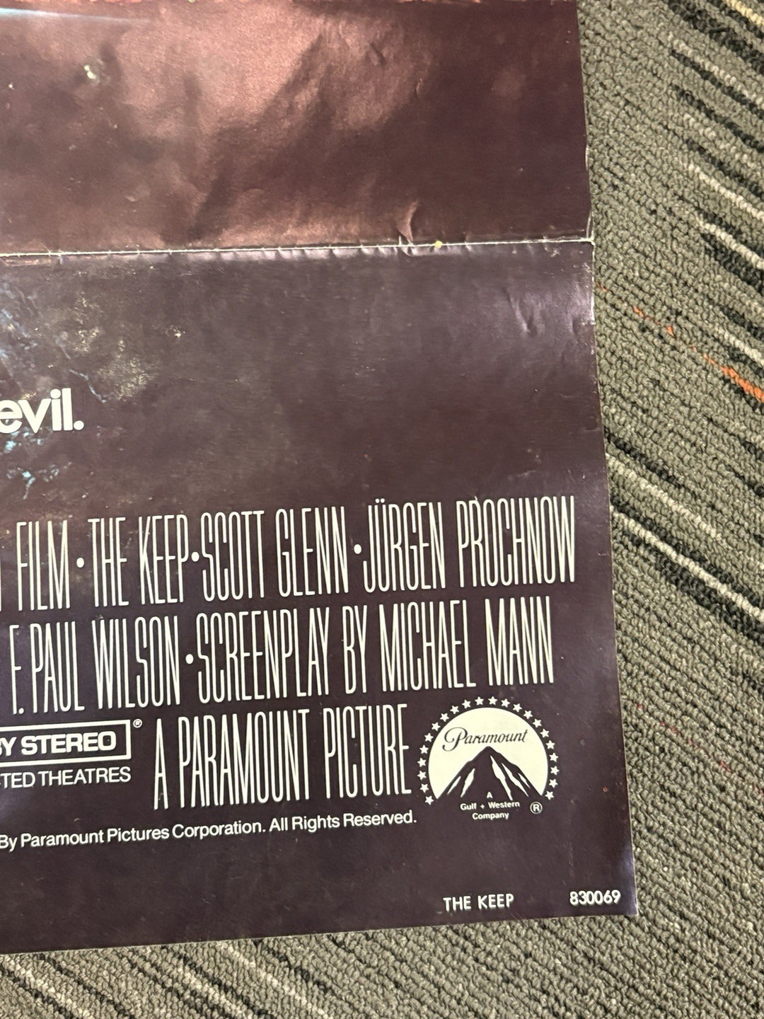 The Keep 27x41 Folded Original Movie Poster 1983 Scott Glenn Ian McKellen