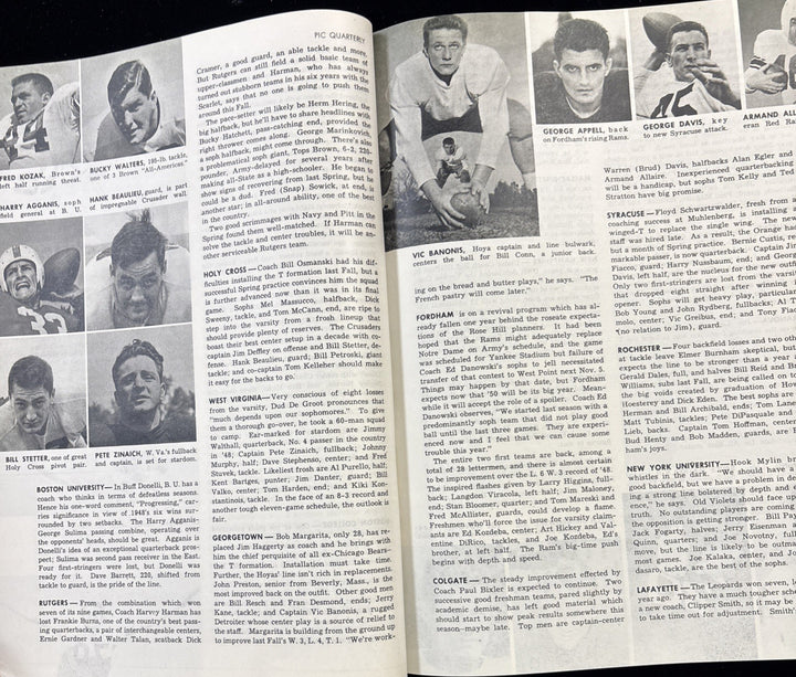 1949 PIC Quarterly Football Pictorial Issue College & Pro Roundups