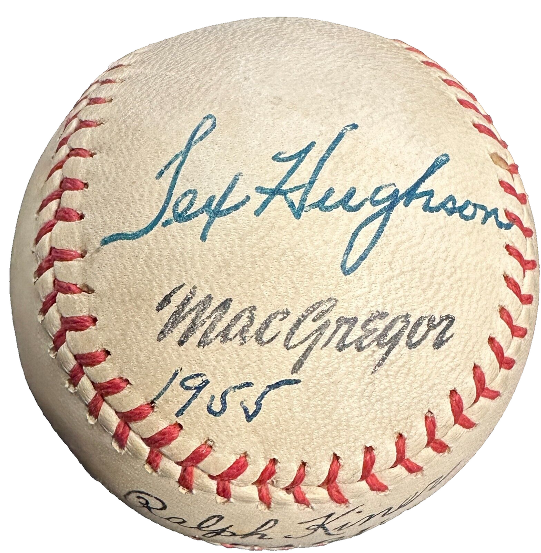 Tex Hughson Signed MacGregor Ralph Kiner League Baseball W/ 1955 Ins BAS Red Sox