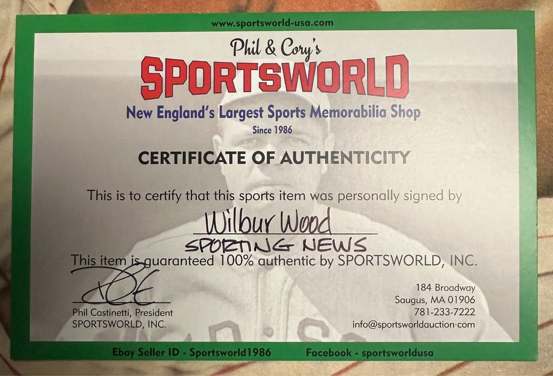 Wilbur Wood Autographed 6/2/1973 Issue Sporting News W/ 1973 24-20 Insc