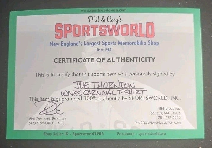 Joe Thornton Autographed Boston Bruins Wives Carnival T-Shirt COA