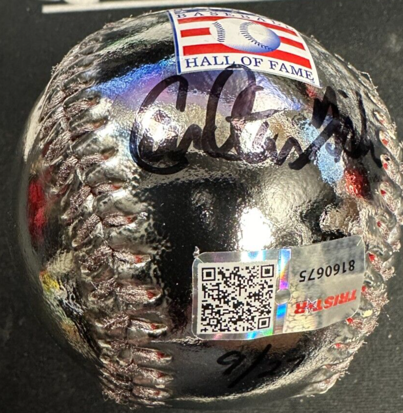 Carlton Fisk Autographed Baseball Hall of Fame Chrome Baseball 9/27 TriStar