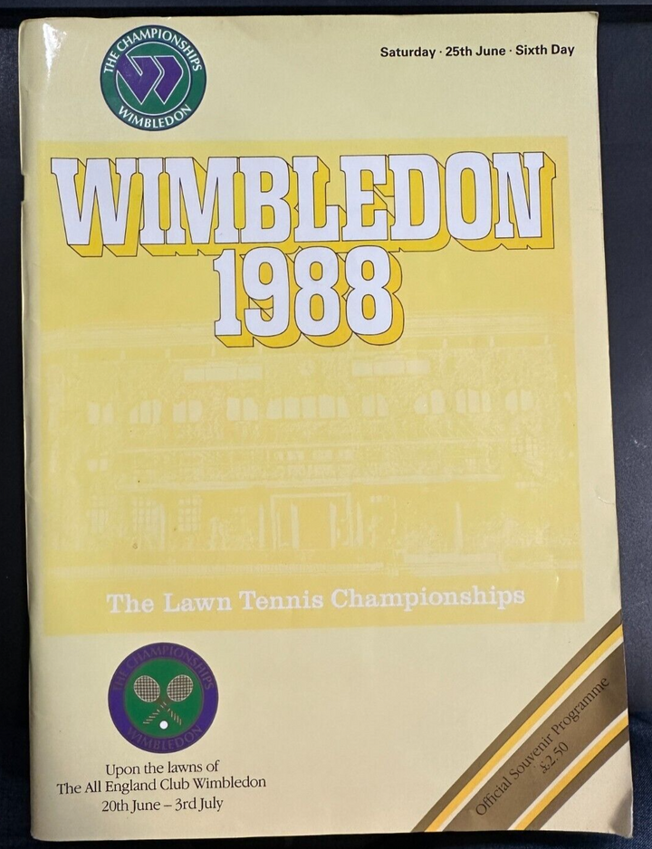 June 25, 1988 Wimbledon Tennis Championships Program & Ticket Stub