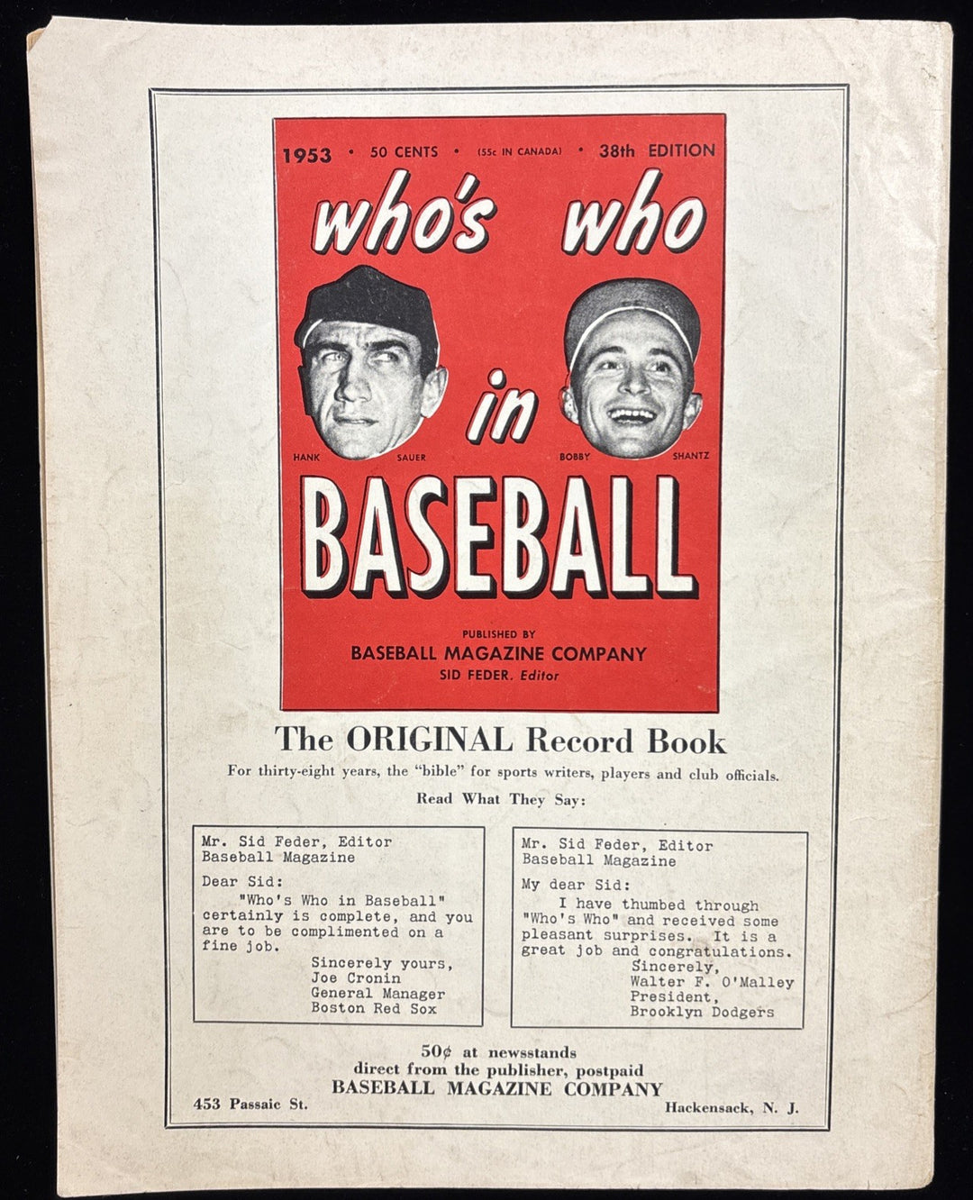 August 1953 Baseball Magazine All Star Issue Luke Appling / Ray Boone