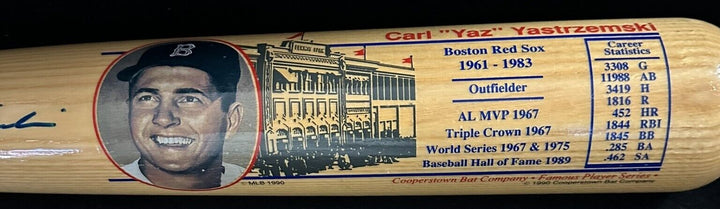 Carl Yastrzemski Autographed Cooperstown Bat Company Career Stats Bat