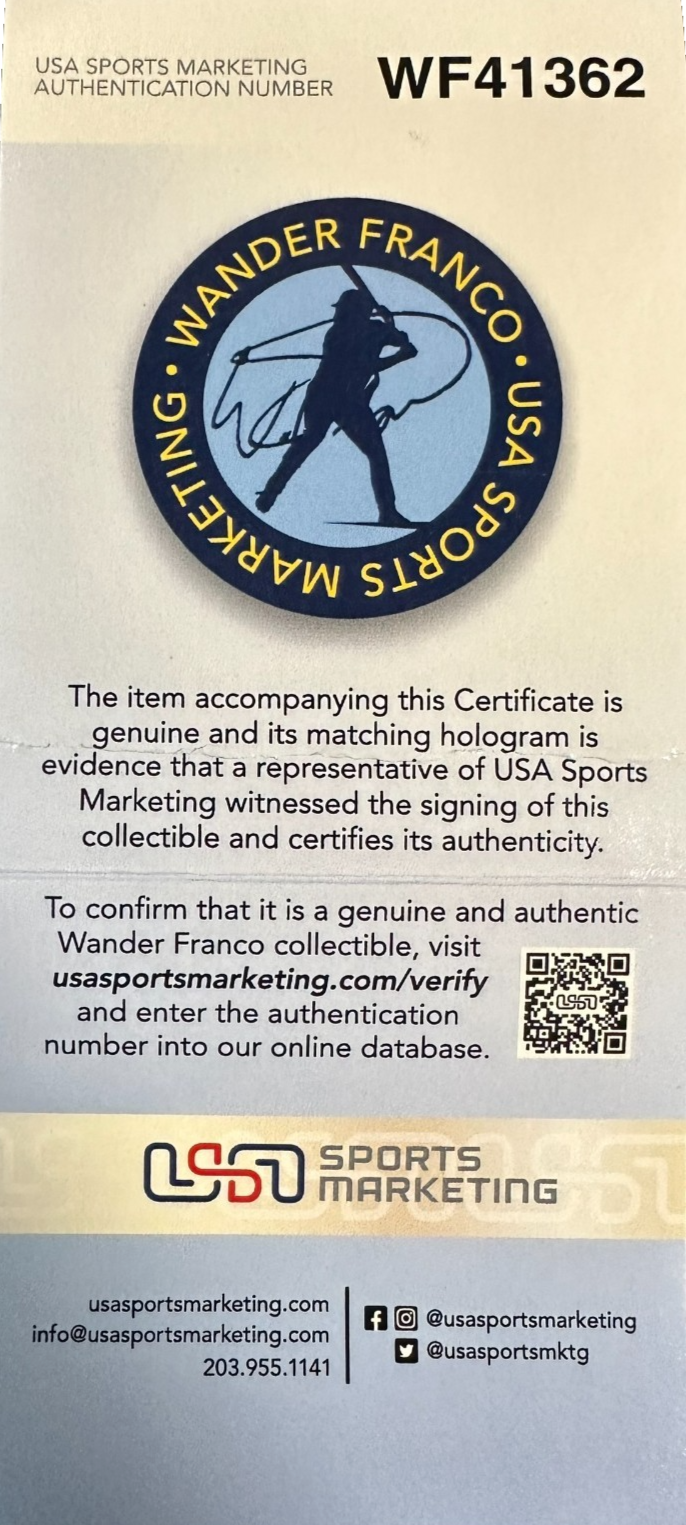 Wander Franco Autographed OML Baseball Tamp Bay Rays W/ MLB Debut 6/22/21