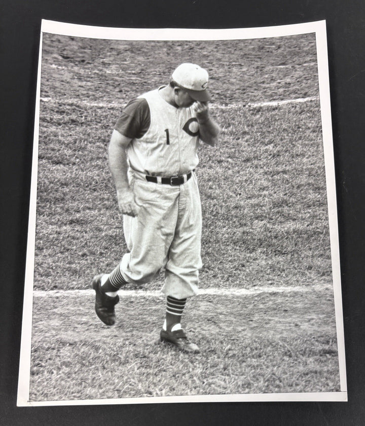 1957 Birdie Tebbetts Original 7x9 Vintage Photo Cincinatti Reds