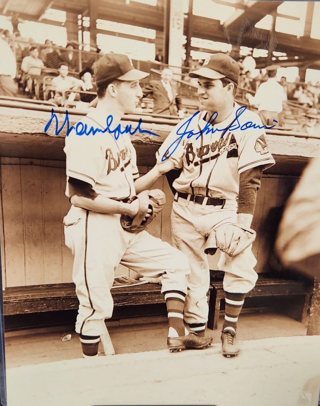 Warren Spahn & Johnny Sain Signed 8x10 Photo Boston Braves PSA/DNA