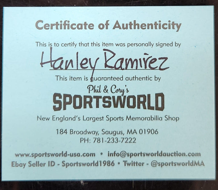 Hanley Ramirez Signed Major League Baseball Marlins Red Sox COA