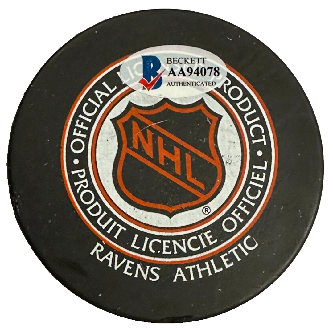 Bobby Schmautz Autographed Edmonton Oilers Hockey Puck BAS