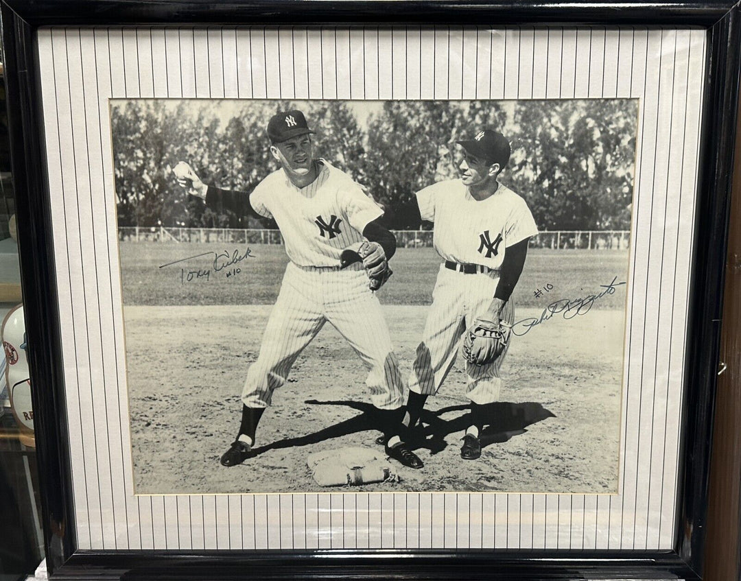 Tony Kubek & Phil Rizzuto Autographed 16x20 Framed Photo Mantle LOA