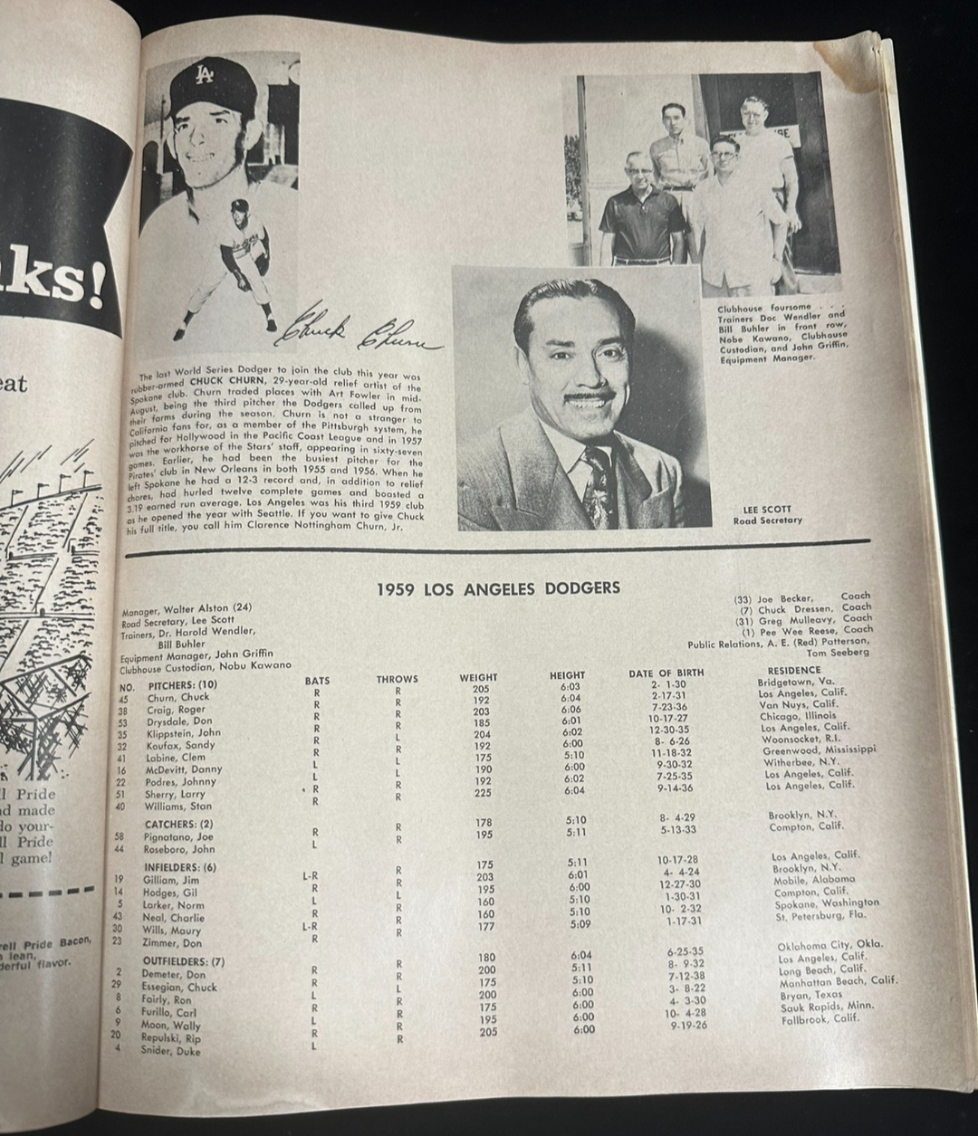 1959 World Series Program Los Angeles Dodgers & Chicago White Sox Dodger Stadium