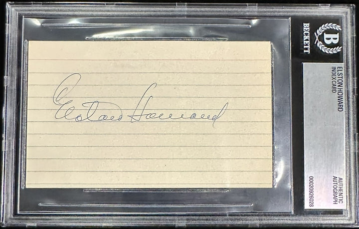 Elston Howard Autographed 3x5 Index Card BAS New York Yankees Encapsulated