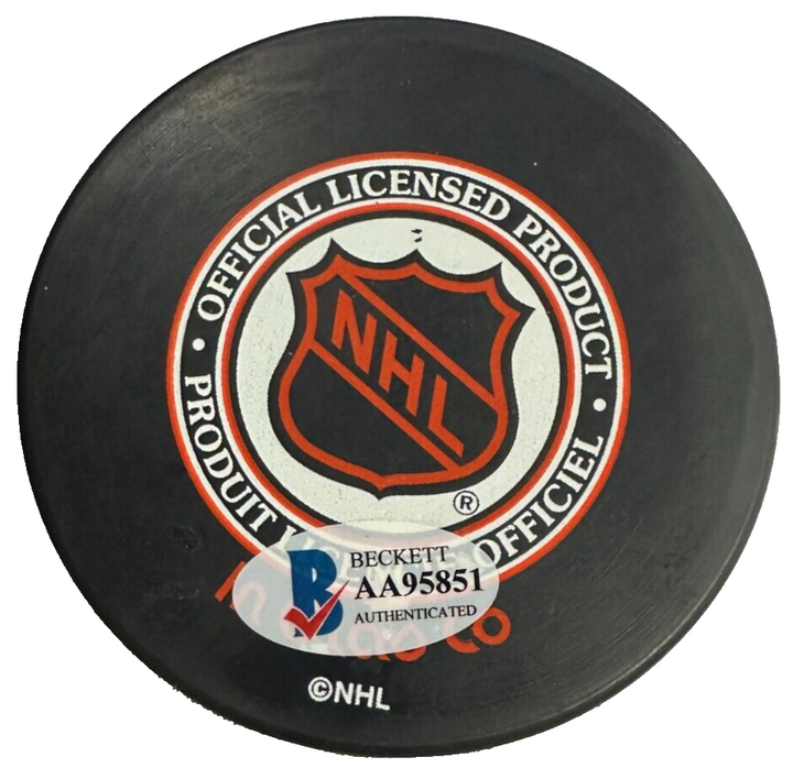 Bill Lesuk Autographed Winnipeg Jets Hockey Puck BAS NHL