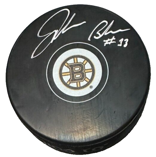 John Blum Autographed Boston Bruins Hockey Puck NHL