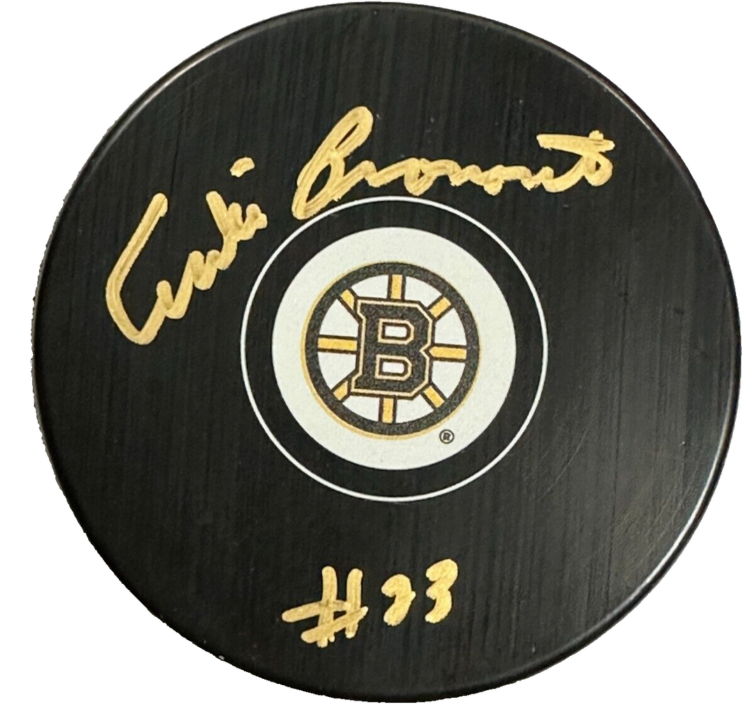 Andre Pronovost Autographed Boston Bruins Hockey Puck NHL