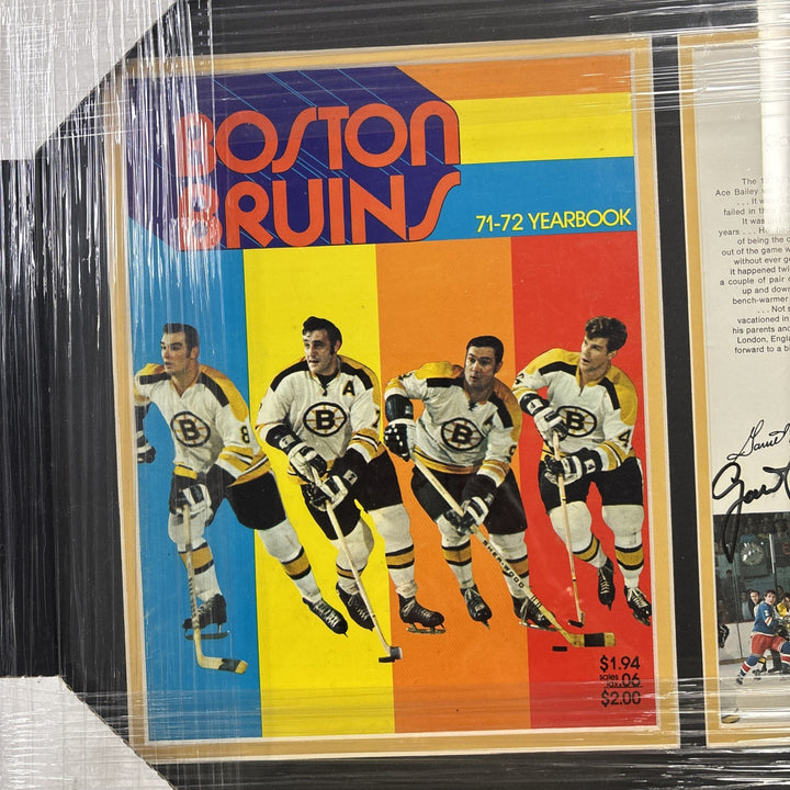 Garnet Ace Bailey Autographed Boston Bruins 1972 Yearbook Page Framed BAS