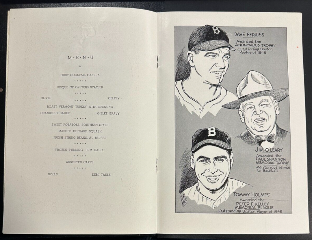 Feb 5, 1946 Seventh Annual Baseball Writers Association America Dinner Program