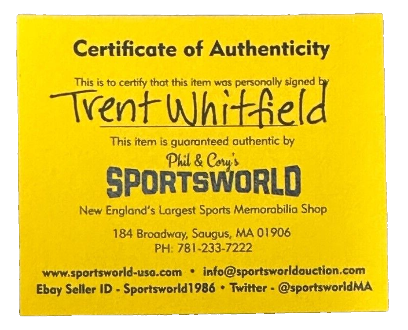 Trent Whitfield Autographed Boston Bruins Hockey Puck NHL