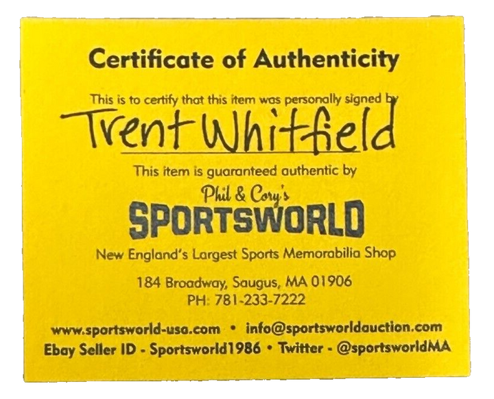Trent Whitfield Autographed Boston Bruins Hockey Puck NHL