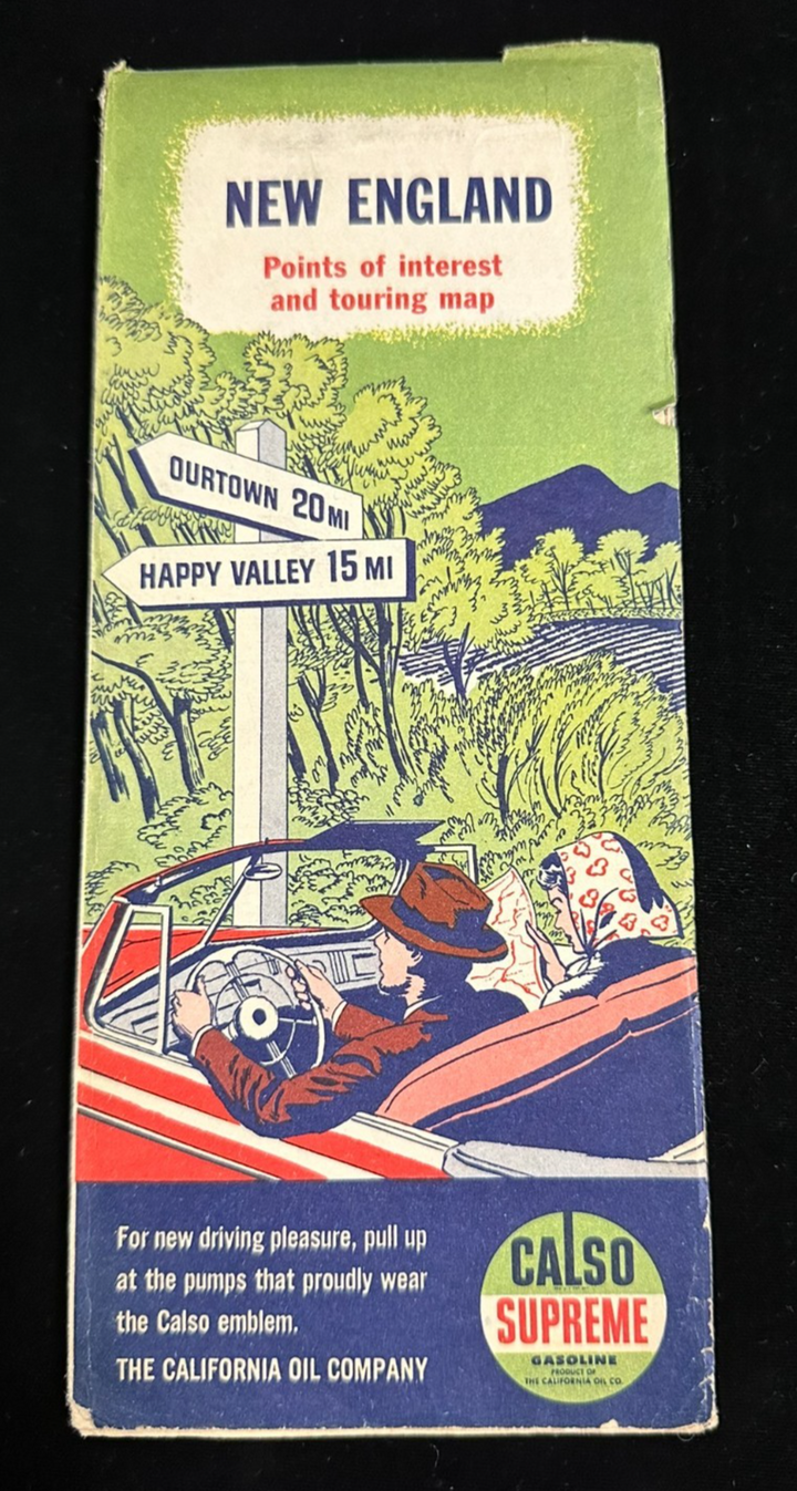 Vintage 1947 California Oil Co CALSO Supreme New England Road Map