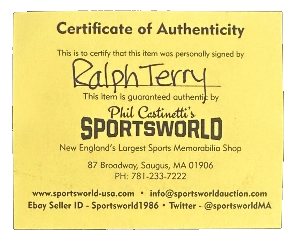 Ralph Terry Autographed Official Major League Baseball W/ 62 WS MVP Isnc Yankees