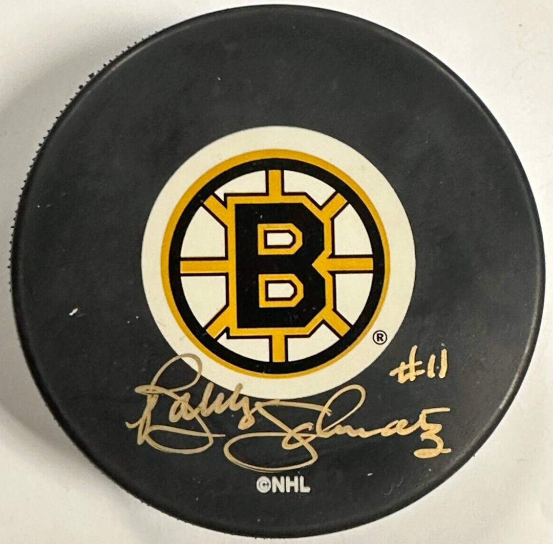 Bobby Schmautz Autographed Boston Bruins Hockey Puck BAS