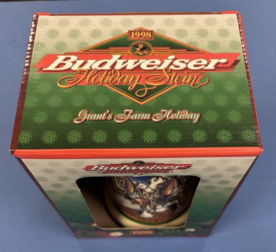 1998 Budweiser Holiday Christmas Stein Mug Collector Series NIB