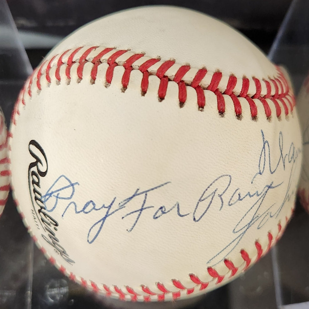 Warren Spahn & Johnny Sain Signed Inscribed  National League Baseball Braves COA