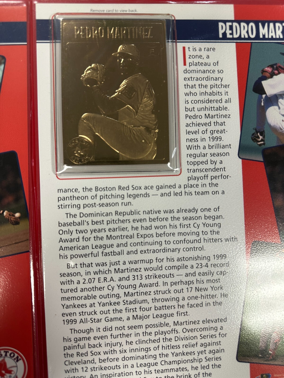 Danbury Mint Pedro Martinez & Nomar Garciaparra 22k Gold Card Set