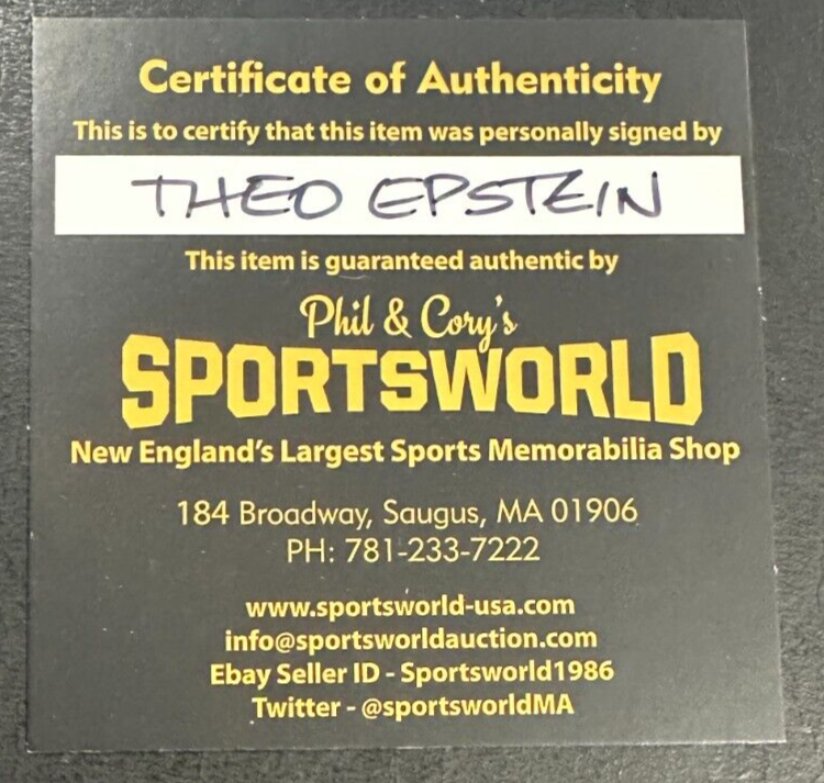 Theo Epstein Autographed 2007 World Series Baseball Boston Red Sox