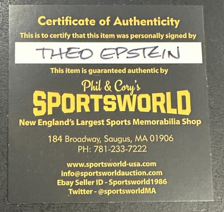 Theo Epstein Autographed 2007 World Series Baseball Boston Red Sox