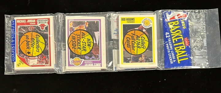 1989 Fleer Basketball Rack Pack Michael Jordan on Front Bird Sticker on Back