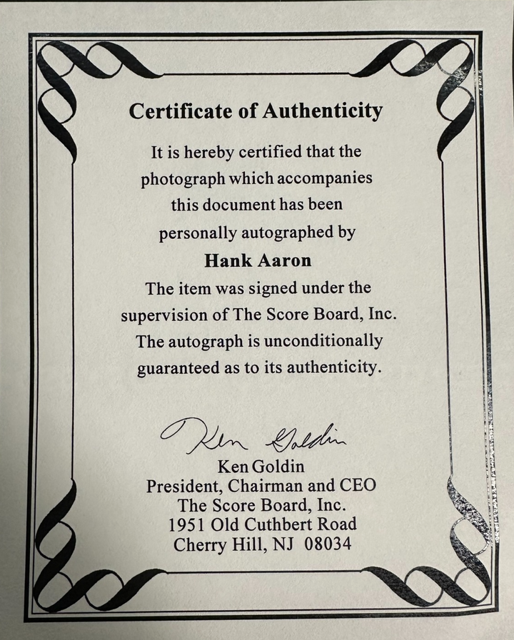 Hank Aaron W/ Mickey Mantle Autographed 11x14Photo HOF Goldin Braves Yankees