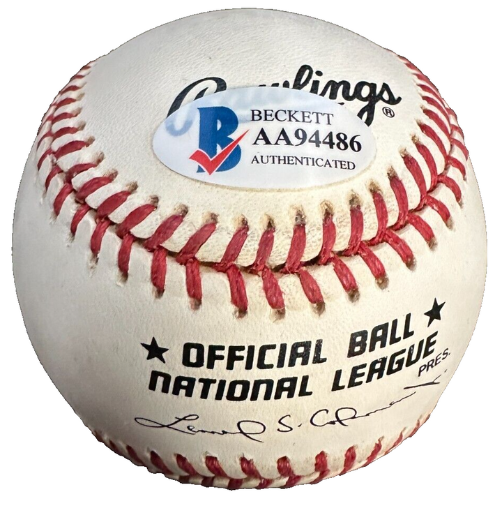 Eddie Mathews Autographed National League Baseball HOF Braves BAS