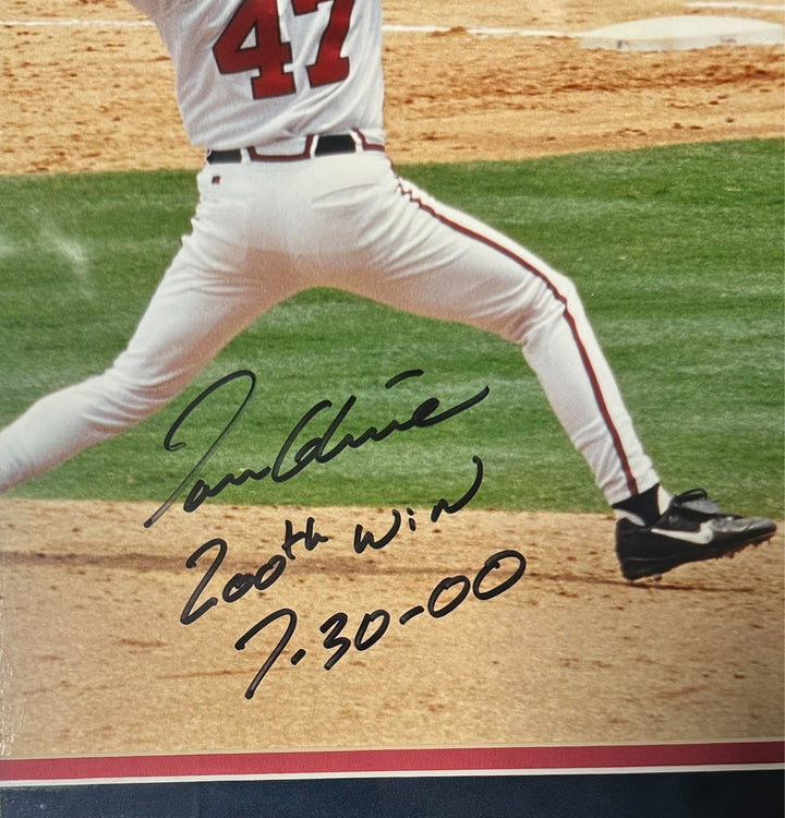 Tom Glavine Autographed 200th Career Win 11x14 Photo & Full Ticket Inscribed