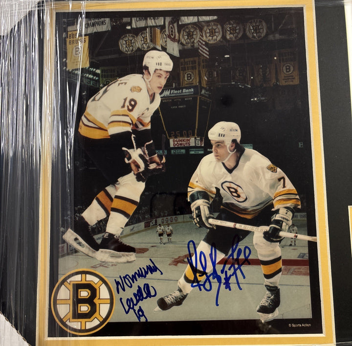 Normand Leveille /Ray Bourque Boston Bruins Signed Framed Photo COA 8x10