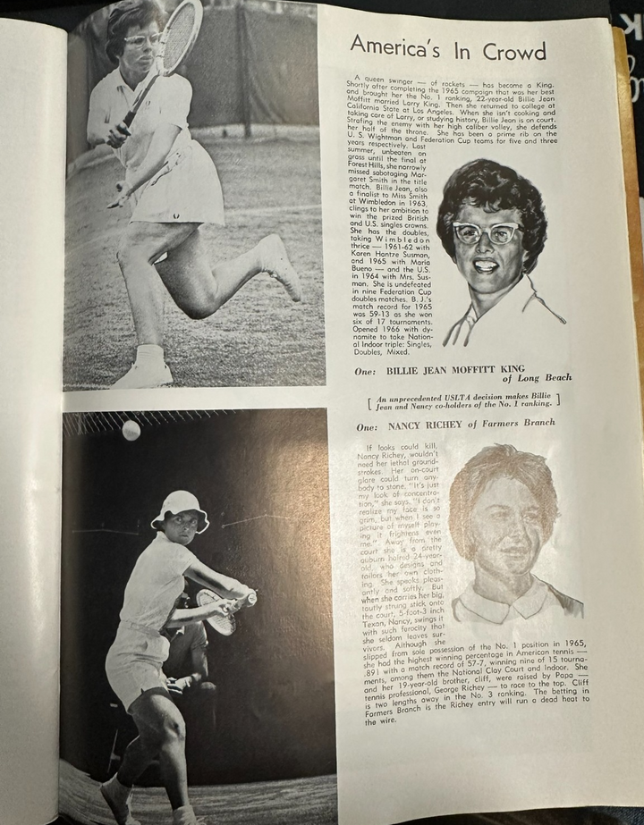 1966 USLTA Tennis National Doubles Championships Program BJ King Arthur Ashe