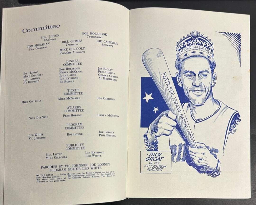 Jan 26, 1961 22nd Annual Baseball Writers Association America Dinner Program