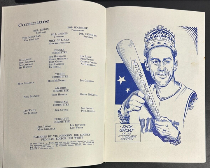 Jan 26, 1961 22nd Annual Baseball Writers Association America Dinner Program