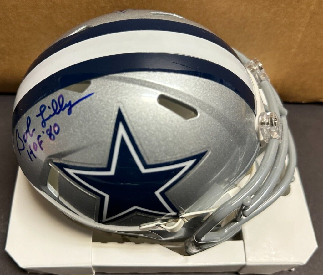 Bob Lilly Autographed Dallas Cowboys Speed Mini Helmet W/ HOF 80 Insc