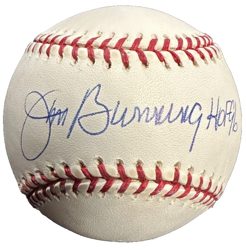 Jim Bunning Autographed Major League Baseball W/ HOF 96 Insc Phillies