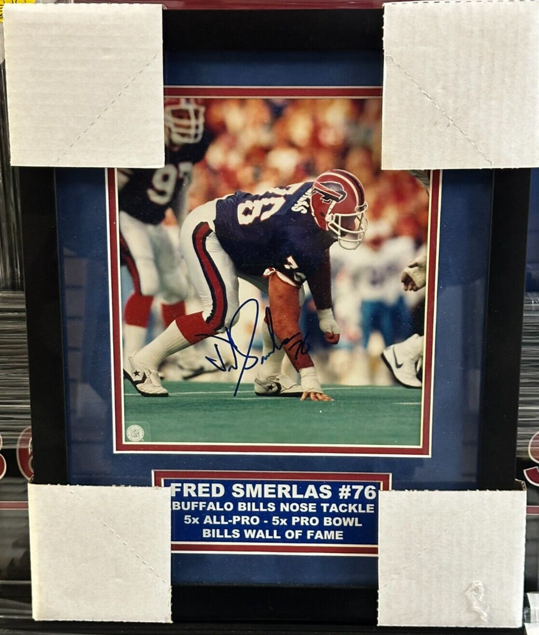 Fred Smerlas Autographed 8x10 Photo Framed Buffalo Bills HOF